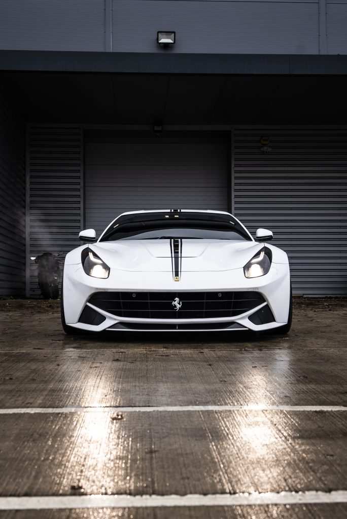 white ferrari f12 front view