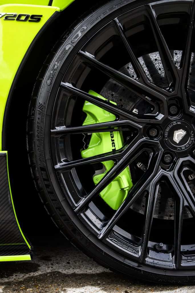 green painted caliper